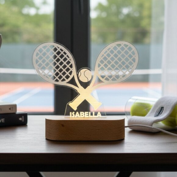 Tennis Racket Night Light – Personalized LED Sports Room Decor - Picture 8 of 8